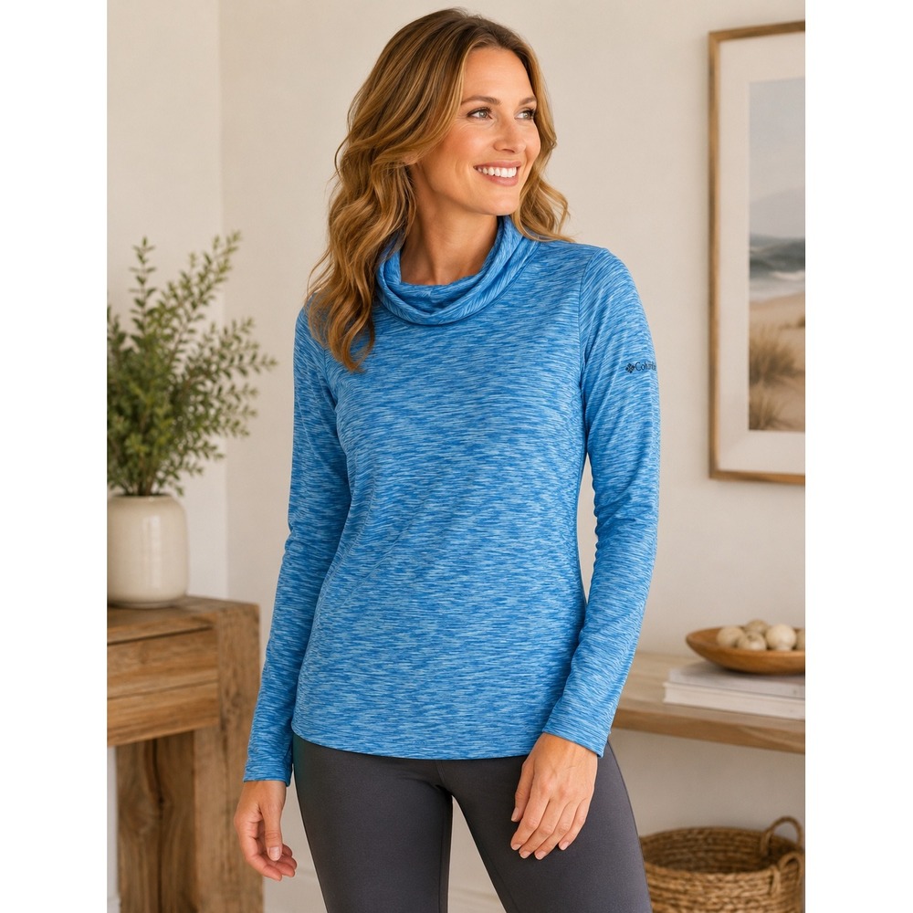 Columbia Womens Long Sleeve Cowl Neck Top Blue Activewear Shirt S